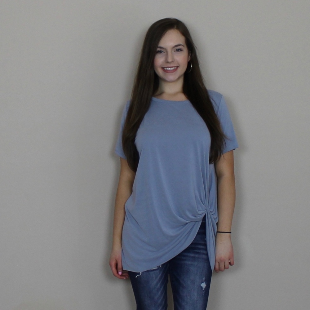 Side Knot Top- Blue